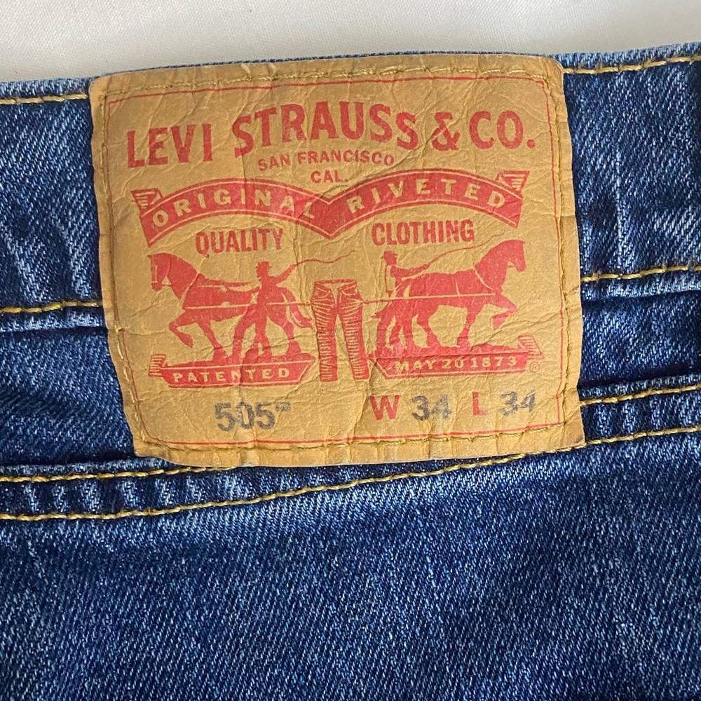 Men’s 505 Regular Fit Levi Jeans In Blue Wash Size Waist 34. - Picture 6 of 8